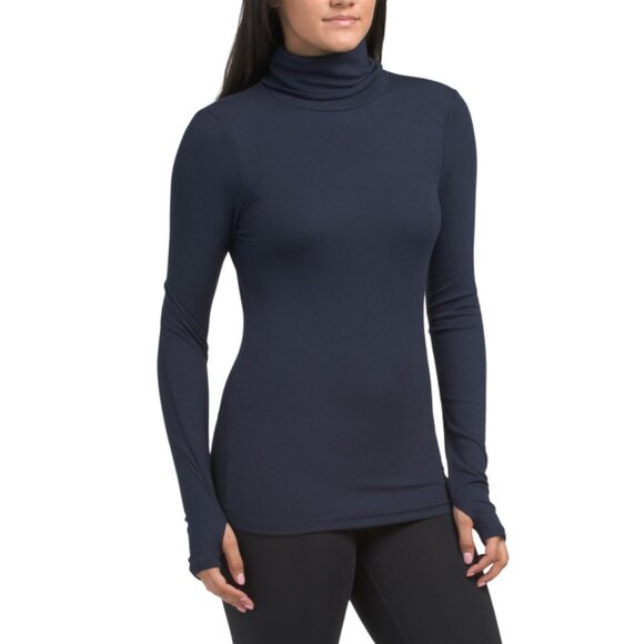 SPLITS59 Indigo Jackson Ribbed Full Length Turtleneck Top - Picture 1 of 2